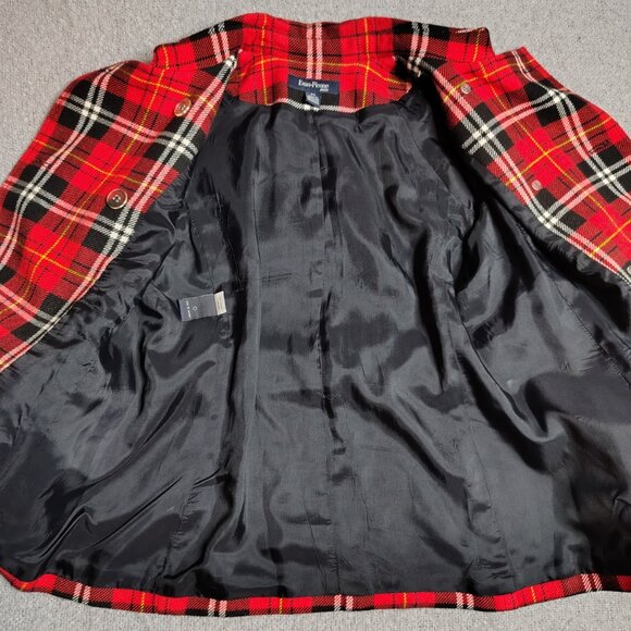 Evan Picone Blazer Womens Size Small Petite Red Tartan Wool Plaid Blazer - Picture 6 of 12